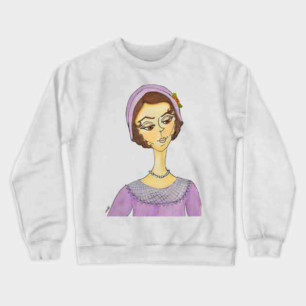 1930s Girl in a Cloche Crewneck Sweatshirt by LuvbuzzArt